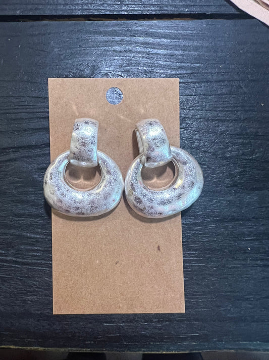 Silver Hammered Earrings