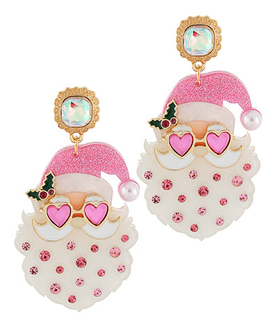 Rhinestone Santa Earrings