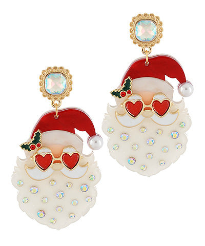 Rhinestone Santa Earrings