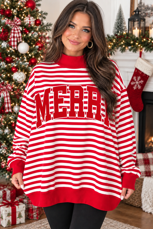 Pre-Order Merry and Jolly Stripe Oversized Pullover