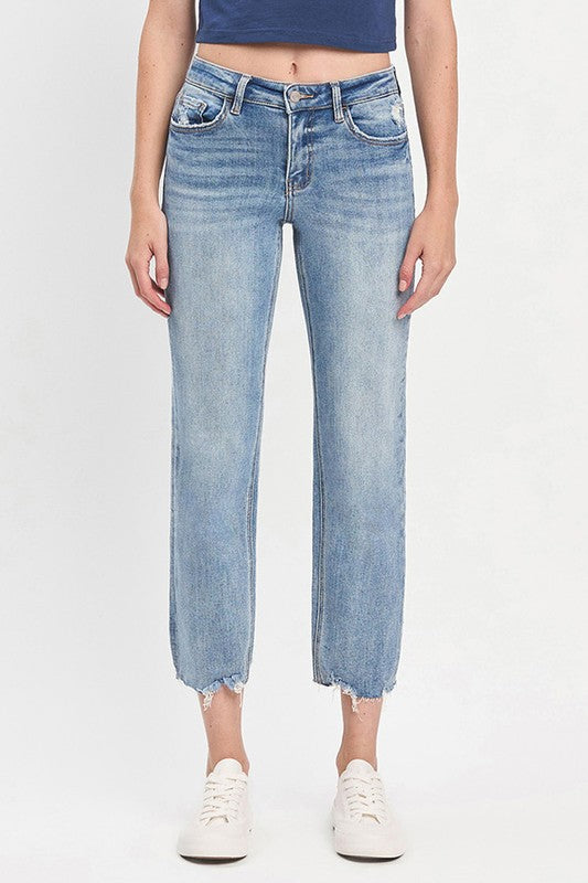Mid Rise Crop Straight Jeans - Curvy