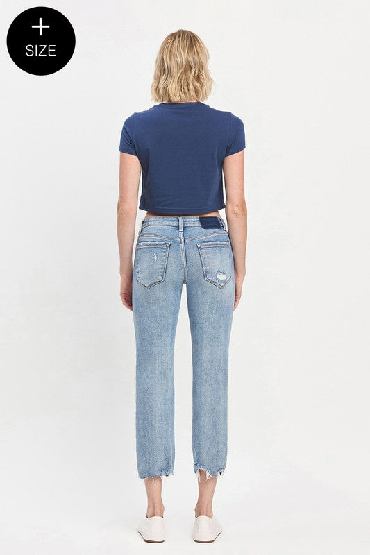 Mid Rise Crop Straight Jeans - Curvy