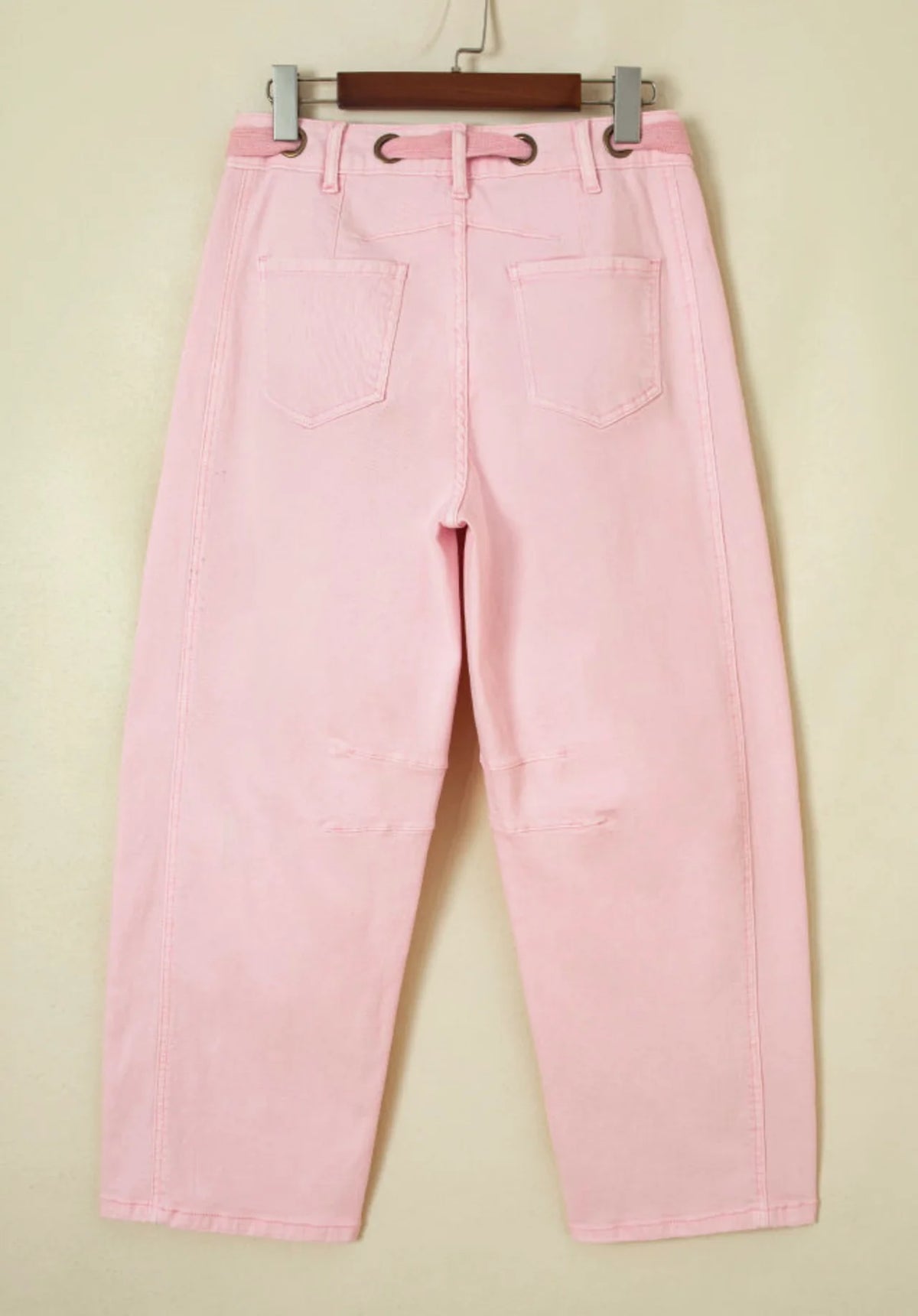 Pre-Order Pink Tie Waist Barrel Pants